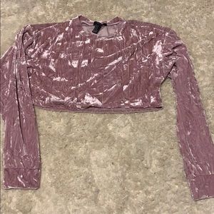 Pink/purple velvet crop top sweater